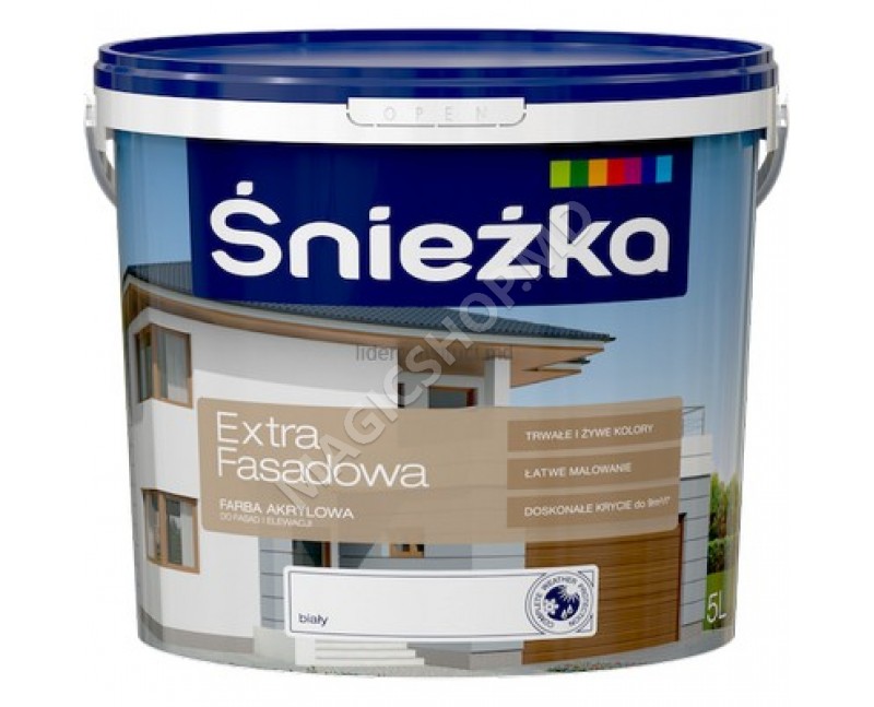 Vopsea acrilica pentru fatade EXTRA FASADOWA Sniezka, mat, alba, 10 l